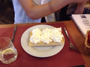 Brussels waffle with whipped cream